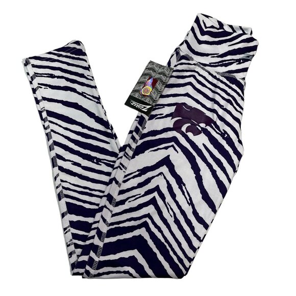 Zubaz Leggings Womens XS Purple Animal Zebra Print NFL Football‎ Atlanta Falcons - Picture 1 of 9